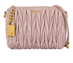 Matelasse Quilted Crossbody, Leather, Pink, MIT, DB, 2*